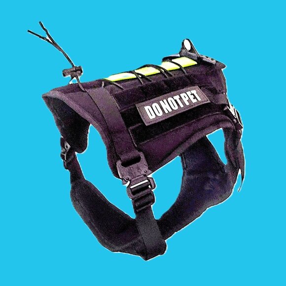 Black Tactical LG Dog Harness, Adjust. No-Pull Dog Vest ~ Metal Latches, Patches - Picture 14 of 15